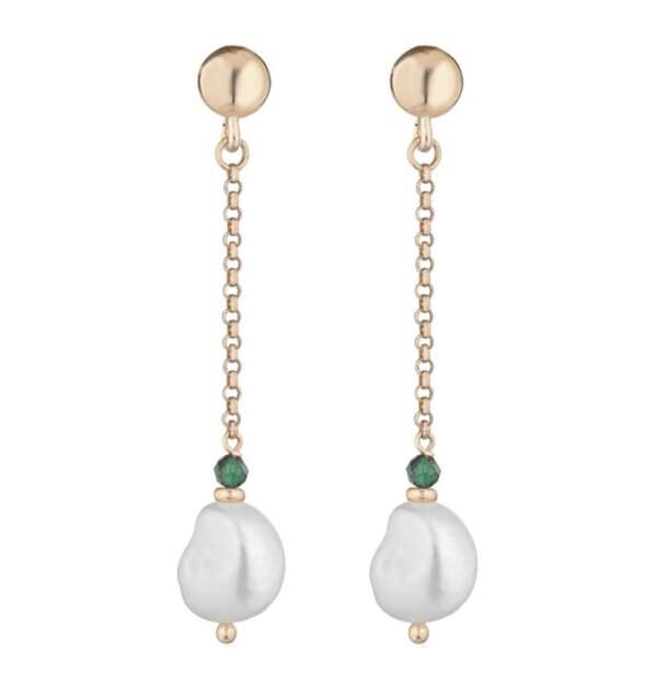Collection Lelune : Boucles d’oreilles en argent plaqué or rose, perles eau douce et spinelles